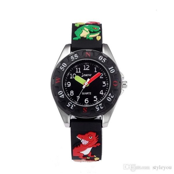 Kinderuhr 3D Cartoon Dinosaurier Schöne Kinder Mädchen Jungen Kinder Studenten Quarz-Armbanduhr Sehr beliebte Armbanduhr Sportuhr 30m 254r