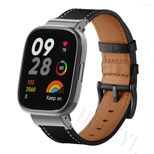 Uhrenarmbänder Hochwertiges Lederarmband für Xiaomi Mi Lite Armband Redmi 2 3 Metallgehäuse Schutzabdeckung Stoßstangenrahmen