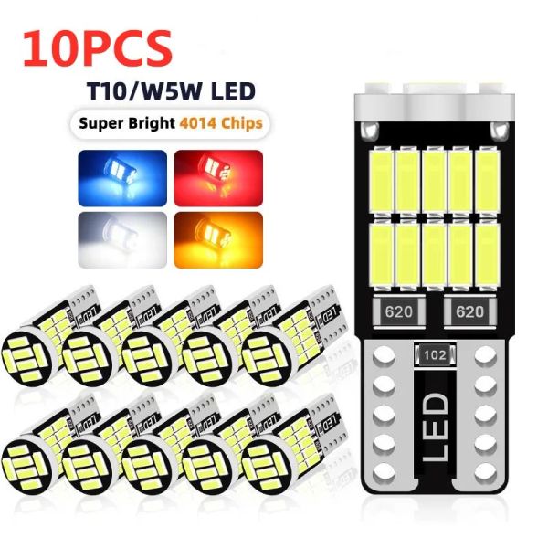 10 Stück T10 W5W 194 501 LED Canbus Kein Fehler Auto-Innenbeleuchtung T10 26 SMD 4014 Chip Reinweiß Instrumentenbeleuchtung B