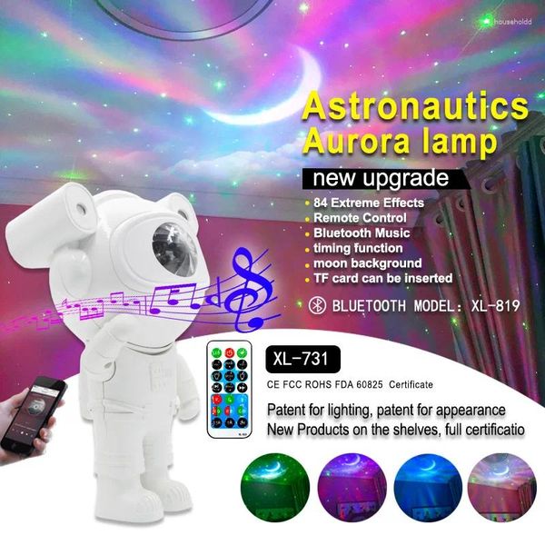 Gece Işıkları Yükseltilmiş Galaxy Light Astronot Yıldızlı Nebula Ay Tavan Gökyüzü Projektör Zamanlayıcı ve Uzak Bluetooth Hoparlör