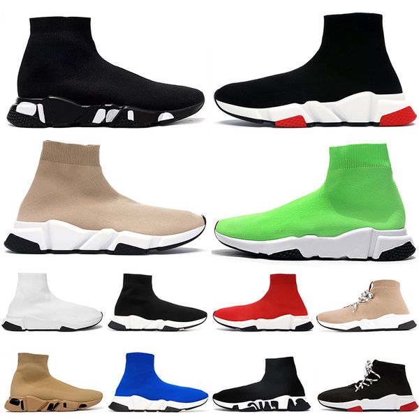 Calzini firmati da uomo donna scarpe calzino Balenciagas speed trainer scarpe Balenciagaa led Graffiti Bianco Nero Beige Rosa Suola trasparente Scarpe da ginnastica con lacci casual