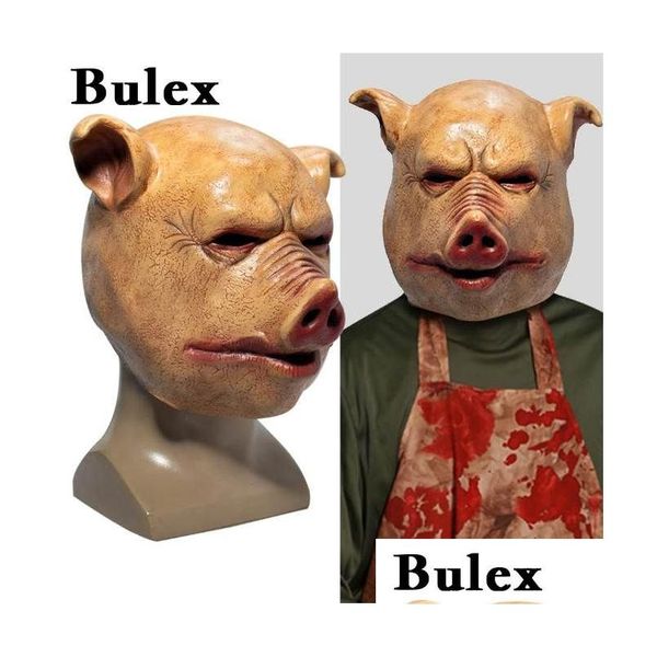 Máscaras de festa bex terror assustador máscara de cabeça de porco de latex traje de máscaras de máscaras animais cosplay face halloween decoração de decoração entrega de queda ho dhdti