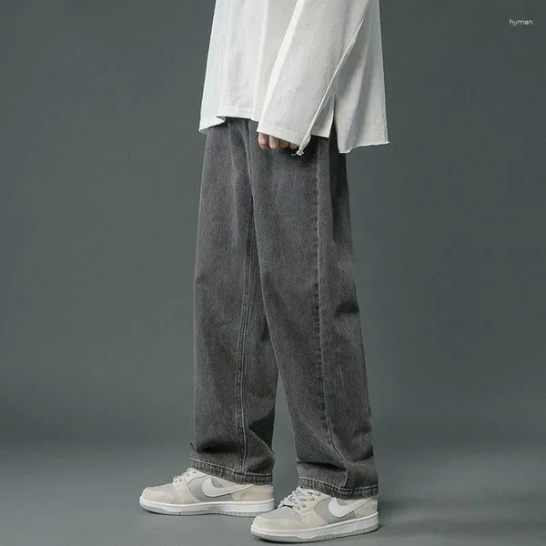 Männer Jeans 2024 Straße Casual Baggy Koreanische Mode Hip Hop Gerade Breite Bein Hosen Paar Denim Hosen Schwarz Hellblau