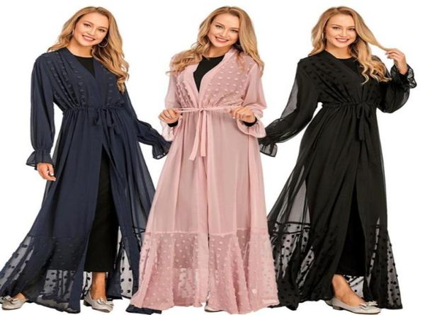 Neue Ankunft Islamischer Kimono Peignoir Muslim Abaya Schönes offenes Kaftan-Kleid Türkei Hijab Abayas Islamische Kleidung Niedliches Design 7188991771