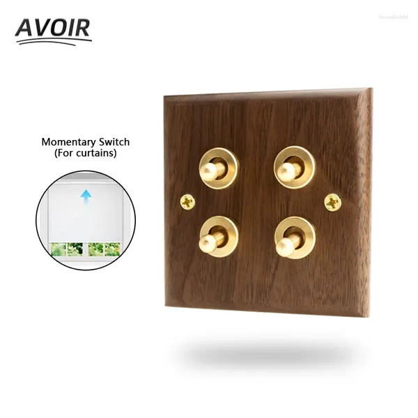 Controle Home Inteligente Avoir Black Walnut Wall Light Switch Soquete Elétrico de Madeira Sólida com Usb Windows Shutter Cortina LED Dimmer Brilho