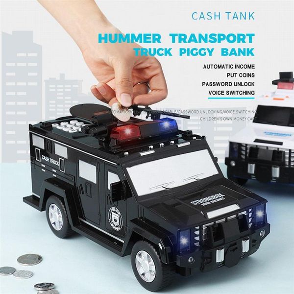 Password di impronte digitali Cash Truck Car Piggy Bank Bambini Contenitore di soldi Moneta Carta Banca Sicuro Scatola di immagazzinaggio di risparmio Alcancias Giocattolo musicale Regalo 201338A