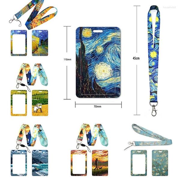 Schlüsselanhänger Großhandel Van Gogh Ausweishalter Halsband für Passkarte Schlüsselanhänger Riemen Telefonseile