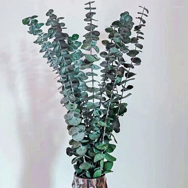 Flores decorativas 40-55cm/10 peças reais secas naturais frescas para sempre ramos de eucalipto casamento decoração de casa preservadas folhas eternas para
