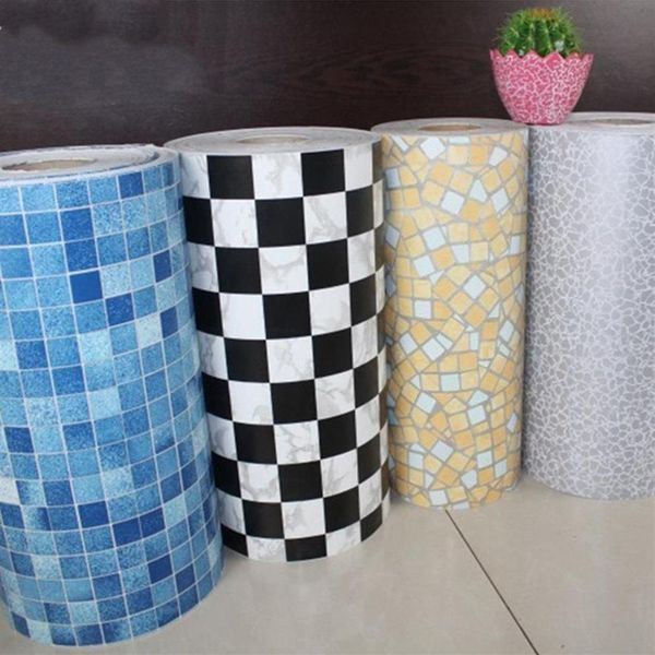 5M Badezimmerfliesen Wasserdichte Wandaufkleber Vinyl PVC Mosaik Selbstklebende Anti-Öl-Aufkleber DIY Tapeten Home Decor316p