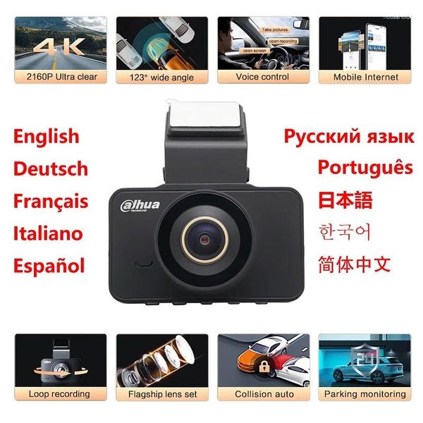 Dahua 8MP 4K HDR Dash Camera Car S5 GPS F2.2 Grande apertura Monitoraggio parcheggio WiFi Telefono Notte Algoritmo G-Sensor