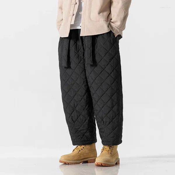 Männer Hosen Winter Männer Verdickte Gepolsterte Baumwolle Casual Warme Chinesischen Stil Gerade Hosen Hohe Qualität Lose Kordelzug Sweatpant