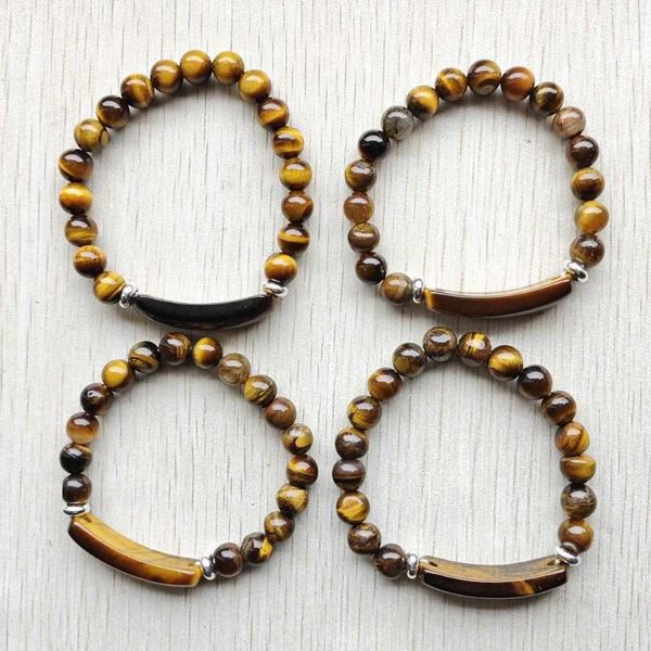 Charme pulseiras natural tigre olho pedra 8mm contas cura artesanal estiramento yoga presente jóias atacado 4 pçs/lote