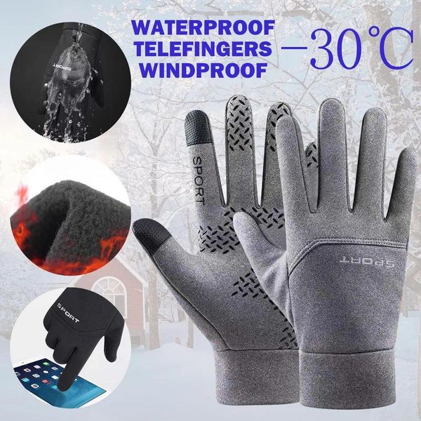 Одноразовые перчатки, мужские перчатки для занятий спортом на открытом воздухе, велоспорт, осень-зима, теплые плюшевые водонепроницаемые противоскользящие сенсорные перчатки для вождения, рыбалки