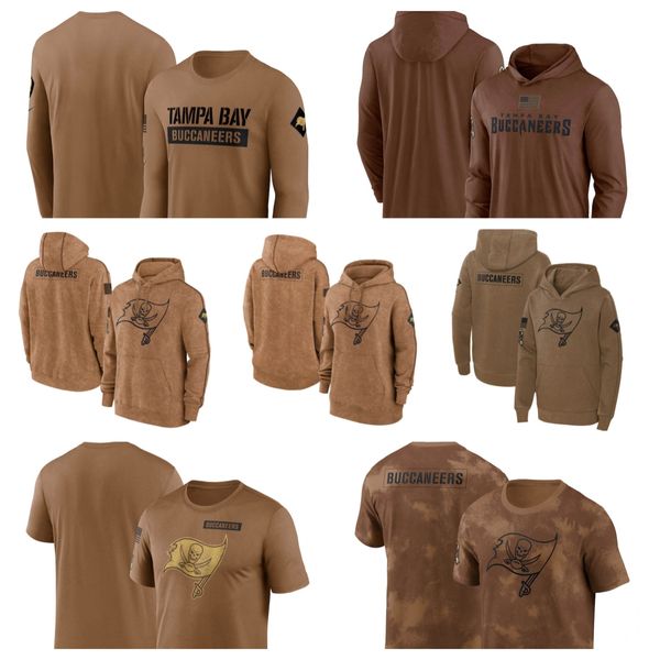 Felpa con cappuccio Tampa''Bay''Buccaneers''Men Donna Youth''Brown 2023 Salute To Service Club Pullover Felpa con cappuccio