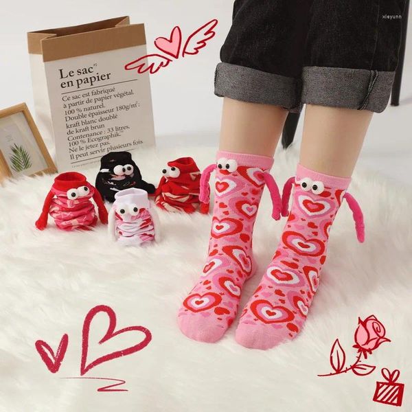 Frauen Socken Lustige Magnetische Saug Paar 3d Hand In Baumwolle Unisex Lange Socke Mit Magnet Kreatives Geschenk Für Valentinstag