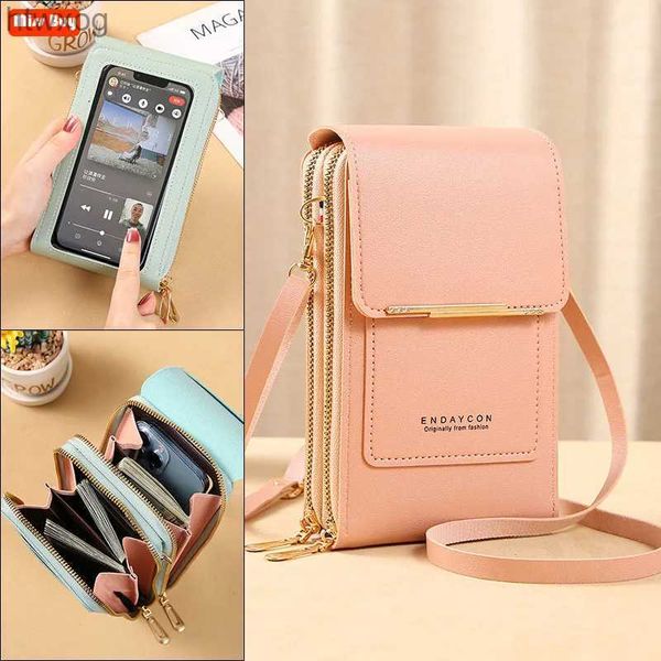 Bolsas de telefone celular bolsa de bolsa de telefone celular universal de luxo para iPhone 15 14 13 12 11 Pro Max XS Case Carteira ombro Crossbody Purse YQ240131