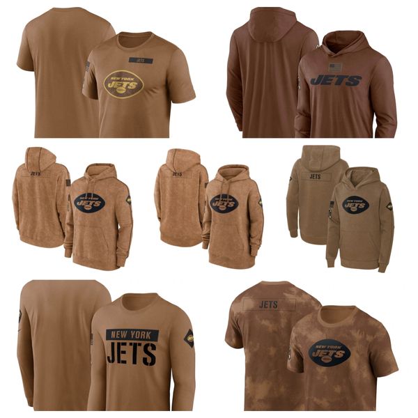 Hoodie New York''Jets''Men Women Youth''Brown 2023 Salute To Service Club Pullover Hoodie