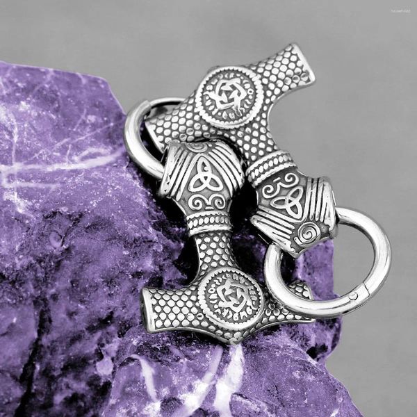 Brincos pendurados masculinos vintage viking celta runa thor martelo gota moda nórdico acessórios de jóias de aço inoxidável atacado
