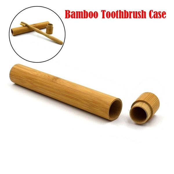 # l5 estojo de viagem ecológico, feito à mão, 21cm, tubo de escova de dentes de bambu, portátil, embalagem de viagem, tubo de bambu natural para escova de dentes, 235v