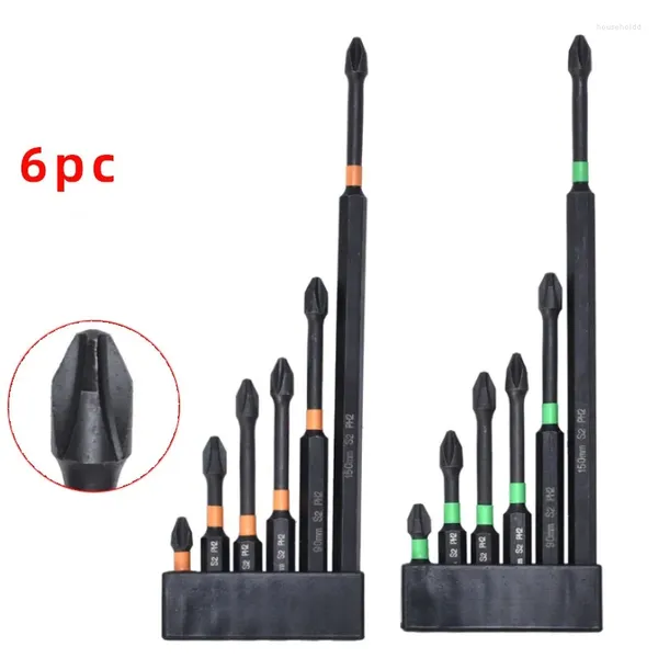 6-teiliges Phosphatierungs-Schwarz-Schlag-Chargenkopf-Aufbewahrungsband S2 Starker magnetischer PH2-Einkopf-Kreuzschraubendreher-Spitze