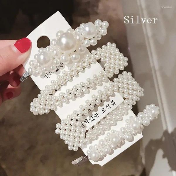 Grampos de cabelo sólido pérola conjunto para mulheres barrette moda grampos snap barrettes na moda artesanal estilo acessórios