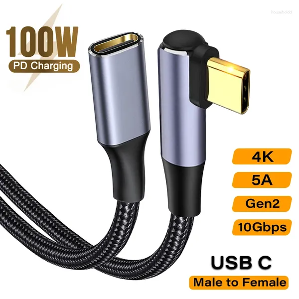 Удлинительный кабель, тип USB3.1, 10 Гбит/с, кабель для передачи данных «папа-мама», 100 Вт, быстрая зарядка для ноутбука Macbook Pro, видео 4K