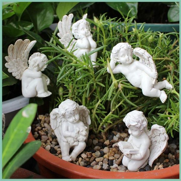 Figurine decorative 5 pezzi Mini angeli Set scultura in resina Figurine Statua Decorazione del giardino di casa Ornamenti Decor Artigianato fatto a mano Arte moderna