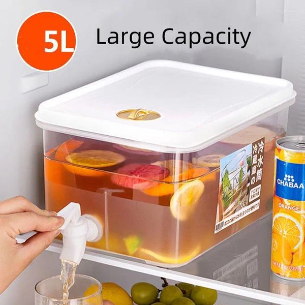 Su Şişeleri 5L/3.5L Musluk ile soğuk su ısıtıcısı Soğuk kova Limon Şişe Balık Dispenser İçecek Yazılar Yaz için