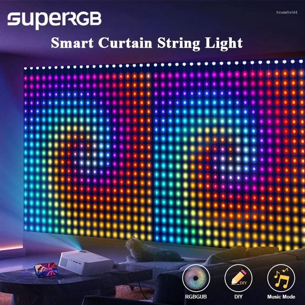 Saiten 2 stücke Smart Vorhang Licht App DIY Bild Text Led-anzeige RGB String Bluetooth Steuer Lichter