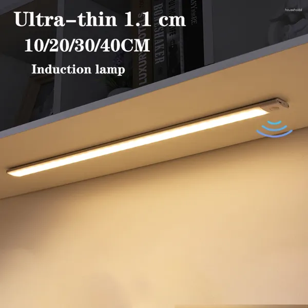 Luci notturne sotto l'armadio Luce USB ricaricabile LED Sensore di movimento Lampada portatile ultra sottile wireless per corridoio dell'armadio