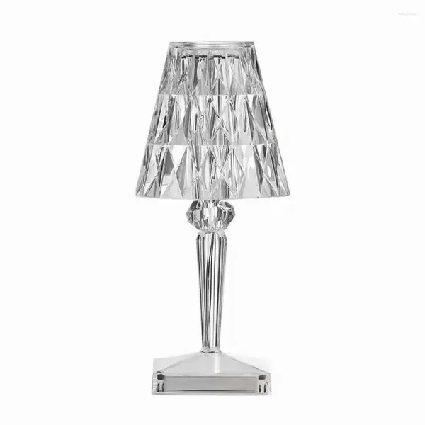 Luci notturne Lampada da tavolo con diamanti USB ricaricabile Decorazione acrilica Lampade da scrivania Camera da letto Comodino Illuminazione in cristallo Luce per decorazioni per la casa