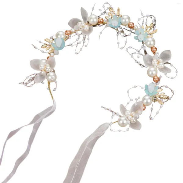 Acessórios de cabelo pérolas strass headband casamento cristal pérola videira para flor meninas criança coroa