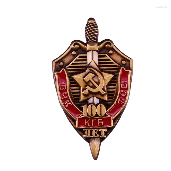 Broches soviéticos russos 100 anos de distintivo de lapela veterano da KGB FSB