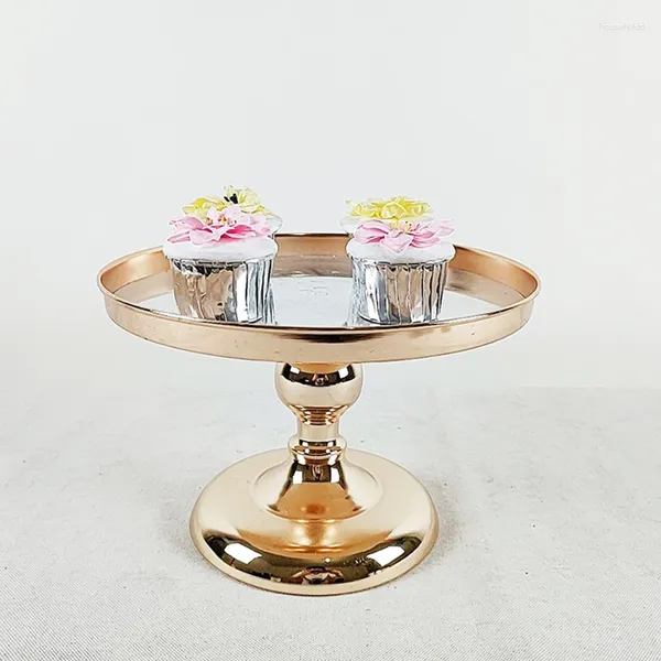 Strumenti da forno Supporto per torta con specchio argento e oro, galvanica, cupcake in metallo, decorazione per la tavola da dessert, festa di nozze