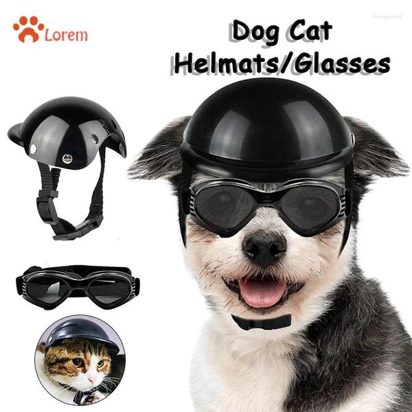 Hundebekleidung Haustierhelme Katze Fahrrad Motorradhelm mit Sonnenbrille Sicherheitshundehut für Reisen Kopfschutzzubehör S / M