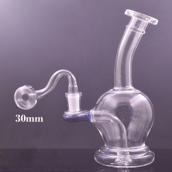 Großhandel 14mm Joint Female Glasbongs Mini Handvoll Begainner Round Oil Rigs Dab Rig Rauchen Wasserpfeifen Cyclone Glas Ölbrenner Bongs mit 30mm Ölbrennerrohr