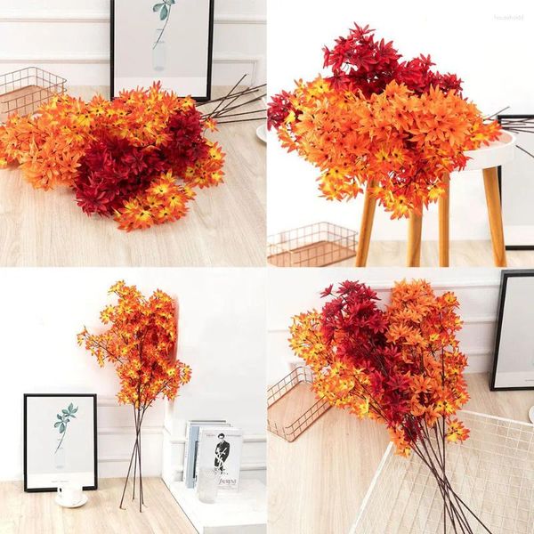 Dekorative Blumen 1PCS künstlicher Ahornblätter Branch gefälschte Herbstpflanzen Balkon im Freien Gartengeschäft Halloween Thanksgiving Party Wohnkultur