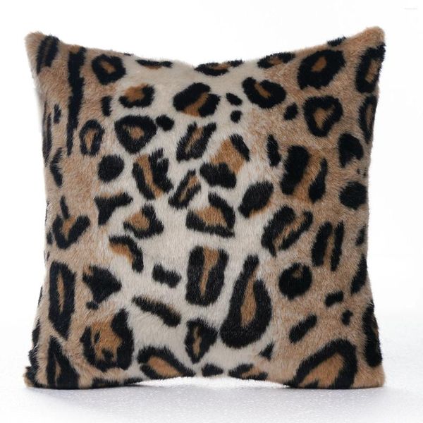 Travesseiro Faux Fur Leopard Print Case Soft Plush Lance Capas Decorativas Capa de Luxo para Sofá Cama Sofá Decoração de Casa