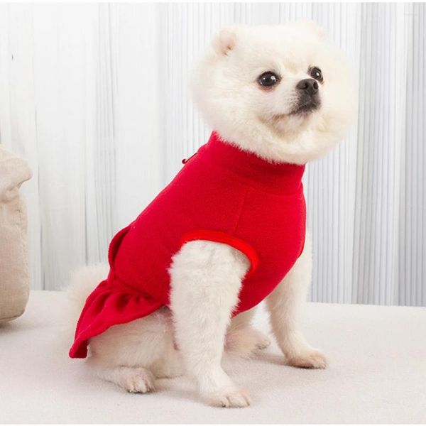 Hundebekleidung Haustier Polar Fleece Prinzessin Kleid Herbst Winter Katze Warme Pullover Kleidung Hoher Kragen Haken Taschen Mantel für kleine mittelgroße Hunde