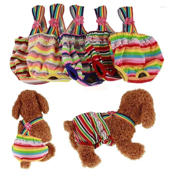 Cão vestuário calças fisiológicas cães roupa interior animais de estimação shorts calcinha fraldas respirável colorido bonito período descartável