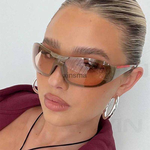 Sonnenbrille Vintage-Sonnenbrille mit großem Rahmen für Damen, modisch, einteilig, Y2K-Sonnenbrille, weiblich, trendig, Outdoor-Sportbrille, Schattierungen, UV400, YQ240131