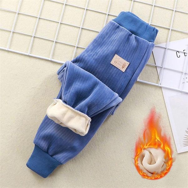 Calças masculinas inverno quente para crianças menino sweatpants mais veludo veludo grosso outwear bebê esportes crianças calças causais