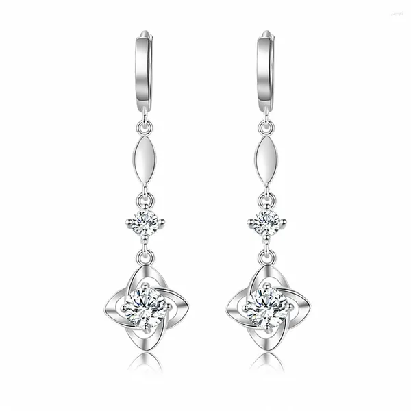 Dangle brincos sorte na moda trevo austríaco cristal zircão diamantes pedras preciosas gota para mulher 18k branco ouro prata cor jóias presentes