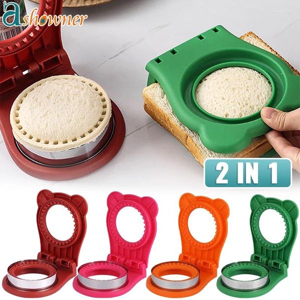 Utensili da forno Taglierina per sandwich e sigillante Utensile da taglio a vibrazione per pranzo per bambini Stampo per pane tostato circolare con lama in acciaio inossidabile