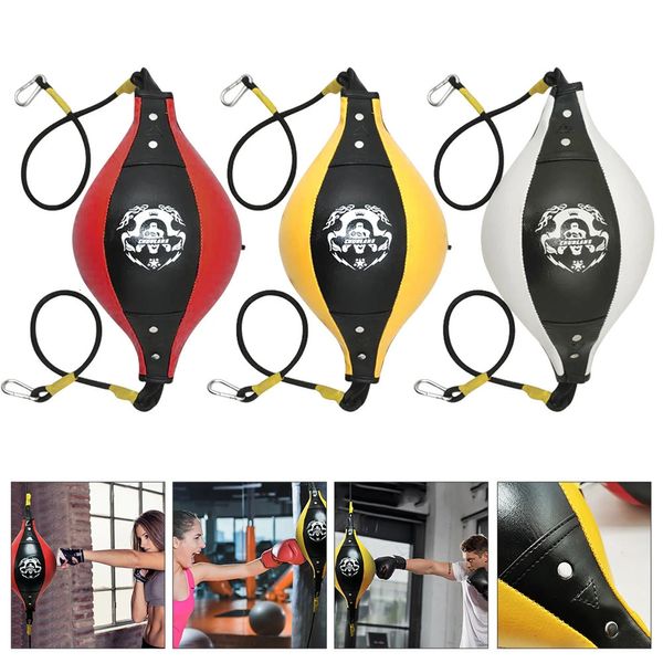 Bola de boxe pu pêra velocidade saco durável reflexo doubleend boxe dodge velocidade bola inflável chão ao teto saco de boxe 240122