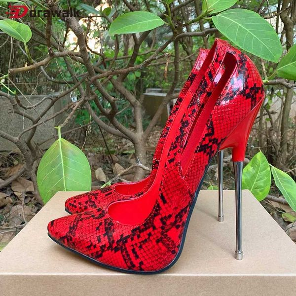 Sapatos de vestido 16cm todas as bombas de pele de cobra saltos altos extremos sexy vermelho dentro fetiche stilettos drag queen modelo homem unisex fábrica personalizar sapatos