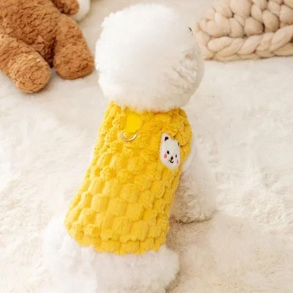 Cão vestuário filhote de cachorro produtos padrão roupas sólidas pulôver quente moda bonito urso roupas colete pelúcia inverno teddy cor