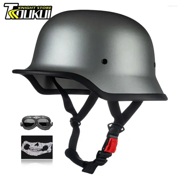 Capacetes de motocicleta DOT aprovado capacete ABS material retro moto capacete de meio equipamento alemão tático vintage