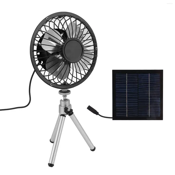 Ventilatore solare portatile 6W 6 pollici USB doppia alimentazione per campeggio domestico Pesca all'aperto con supporto estensibile