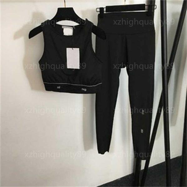 Yoga mulheres tracksuit sweatsuits para mulheres joggers carta fita esportes tanque superior elástico apertado leggings moda suor terno duas peças conjunto designer roupas femininas